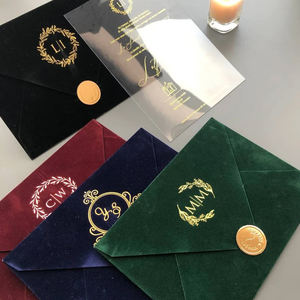 <span class=keywords><strong>Enveloppe</strong></span> de velours bleu royal de luxe personnalisée en acrylique transparent Ensemble d'invitations de mariage élégantes au design personnalisé - Product Image 3