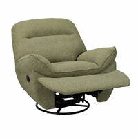 Fauteuil inclinable manuel moderne en tissu bouclé vert olive avec cadre en bois et revêtement en tissu pour salon