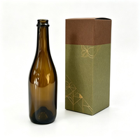 Bouteille de vin vide ronde en verre ambré vert foncé 750 ml, prix d'usine, vente chaude, bouteilles de vin en verre personnalisées pas chères avec bouchon couronne et couvercles