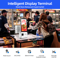 Vente d'usine tout-en-un Windows POS Machine avec imprimante tactile à double écran Kiosque de paiement alimentaire pour les opérations de caisse enregistreuse