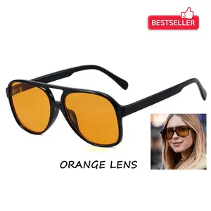 2023时尚品牌设计师oculos de sol经典航空风格UV400女性黄色镜片太阳镜太阳镜