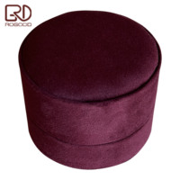 Boîte à bijoux cylindrique en velours ROGOOD à 3 anneaux, boîte cadeau de luxe en velours bordeaux pour bagues de fiançailles, bagues de mariage, boucles d'oreilles, bracelet P1977