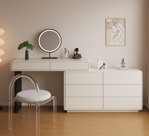 Mesa <span class=keywords><strong>de</strong></span> Maquillaje Moderna <span class=keywords><strong>con</strong></span> <span class=keywords><strong>Espejo</strong></span> LED Iluminado, Unidad <span class=keywords><strong>de</strong></span> Almacenamiento y Taburete, Muebles Duraderos para Dormitorio - Product Image 2