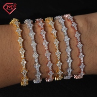 Bracelet tennis croix en moissanite S925 Or jaune/Or rose/Argent VVS, bracelet moissanite personnalisé serti de pierres