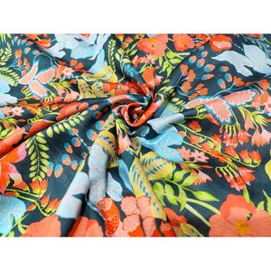 Tissu en soie Chanderi imprimé floral Triloki multicolore, 44 pouces de large, léger et transparent, pour vêtements Sari - Product Image 2