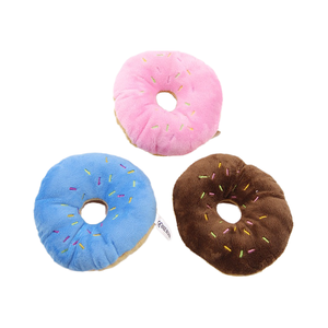 Factory Wholesale Cute Small Puppy Pet Plush Donut Dog Chew Toy with <strong>Squeaker</strong> 3 Colors Durable Indoor/Outdoor Use - Product Image 4