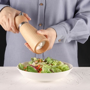 Thiết Kế Mới Hình Dạng Cao Cấp Quà Tặng Của Nhãn Hiệu Gỗ Sồi Cơ Thể Và Jar Gốm Lõi Gia Vị Máy Xay Và Muối Tiêu Mill - Product Image 3