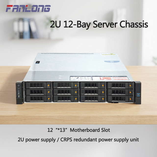 2U 12-bay Rack-mounted Server Chassis with SAS Direct-attach Backplane and Support for Redundant Power Supplies