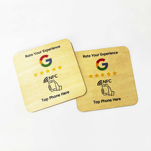 Özelleştirilmiş 100mm kare veya yuvarlak Basswood bambu ahşap plaka etiketi 13.56MHz programlanabilir NFC 213 çip QR kod baskı otel kullanımı için - Product Image 4