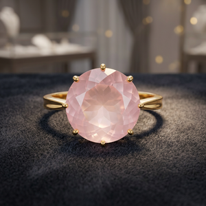 Bagues élégantes et tendance en quartz rose, pierre précieuse minimale - Product Image 3