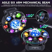 Luz LED de cabeza móvil con efecto estroboscópico de haz de bola mágica láser de 6 brazos y 120W, control remoto DMX512, ideal para fiestas y discotecas, directo de fábrica.
