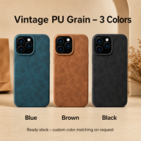 Grosir Casing Kulit PU Retro Vintage untuk iPhone 13 14 15 16 17, Siap Pengisian Daya Nirkabel Magnetik, Kirim Hari Ini