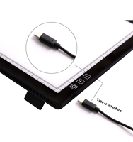 Table lumineuse rectangulaire A4 à luminosité réglable avec alimentation USB/batterie pour le dessin