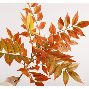 Artificial Wood Leaves Color Changing Plastic Wire High Simulation Indoor Home Decor Wedding Photography Props - Product Image 1