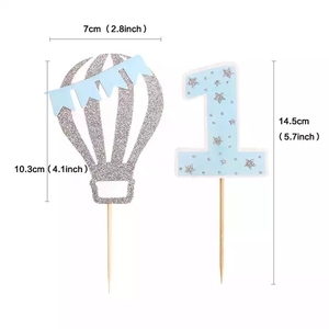 Creative Hot Air บอลลูน Cloud ชุดเด็กปีเค้ก Topper กระดาษ Party 1st Birthday Cupcake Toppers ตกแต่งปลั๊กอิน - Product Image 4