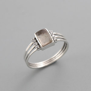 Anillo Elegante con Forma de Cojín, con Rutilo Negro y Circonita Cúbica, Triple Banda Dividida, Joyería Fina para Mujer, Anillo Delicado de Moda - Product Image 1