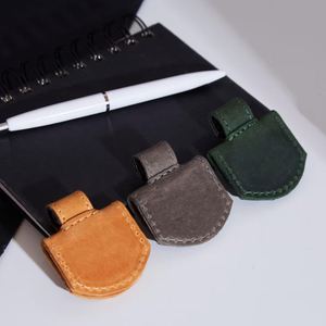 Genuine Leather Magnetic <b>Bookmark</b> with Pen Holder and Loop Reusable Modern Education Reading Accessories - Product Image 2