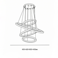 Lustre suspendu LED en spirale carré moderne en acier inoxydable avec commande sans fil, haute luminosité, pour îlot de cuisine de luxe