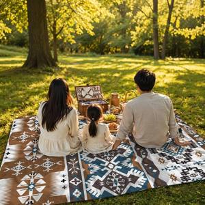 Couverture <span class=keywords><strong>de</strong></span> pique-nique géométrique tissée style bohème, <span class=keywords><strong>tapis</strong></span> d'extérieur imperméable extra large, couverture portable pour la plage et le <span class=keywords><strong>camping</strong></span>, vente en gros - Product Image 6