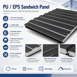 Prezzo di Fabbrica Materiali da Costruzione Antincendio <span class=keywords><strong>Pannelli</strong></span> Sandwich Metallici in PU Poliuretano per Case Prefabbricate <span class=keywords><strong>Pannelli</strong></span> Isolanti in Schiuma PU - Product Image 2