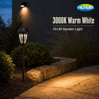 Lampe solaire de jardin IP65 en plastique, LED SMD 10LM blanc chaud 3000K, batterie Ni-MH 1.2V 800mAh, panneau 52x52mm, couvercle bleu, 54.5cm, extérieur