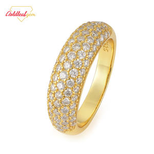 Bague personnalisée Goldleaf en argent S925 plaqué or jaune, moissanite ronde 1 mm 2 mm 3 mm D VVS - Product Image 1