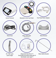 Motor Eléctrico Quirúrgico Dental Wisedent con Luz LED, Juego Completo con Pieza de Mano, Pedal y Sistema de Irrigación por Agua