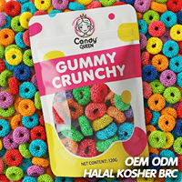 Bonbons Gélifiés Halal Personnalisés OEM/ODM en Gros, aux Saveurs Fruitées, Croustillants et Moelleux, en Forme d'Anneau