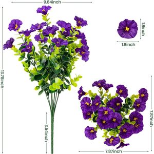 Bouquet de fleurs artificielles en soie et plastique, blanches, rouges, jaunes, violettes, roses, pour la décoration intérieure, extérieure et de jardin. - Product Image 4