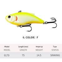 Leurres de pêche artificiels à coulure rapide 75mm/14.5g avec bille d'acier intégrée pour la pêche en mer à la traîne (VIB)