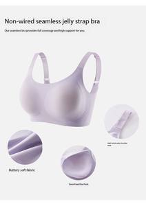 Soutien-gorge sans fil 3XL pour femme, une pièce, sans couture, respirant, tricoté, adhésif en gel, fines bretelles ajustables, bonnet 3/4 uni, sous-vêtement - Product Image 2