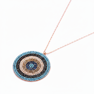 Nuovo ciondolo rotondo a forma di occhio piegato per gioielli in <span class=keywords><strong>argento</strong></span> Sterling 925 fatti a mano all'ingrosso turco da donna - Product Image 2