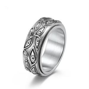 Anello Girevole Occhio di Dio in Acciaio Inossidabile, Anello Antistress, Gioiello Girevole Occhio del Diavolo per Uomo - Product Image 1