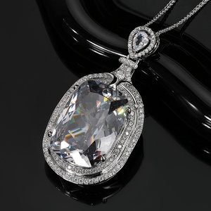 Wholesale 12*16mm Black Gray Cubic Zirconia Eco-friendly Copper Pendant Jewelry Vintage <b>Locket</b> Necklace for Women Daily Wear - Product Image 4