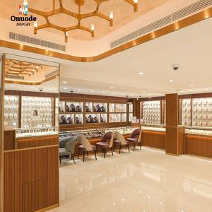 Ensemble de mobilier de magasin de bijoux de luxe sur mesure et respectueux de l'environnement |   Comptoir de présentation en bois avec service de design d'intérieur complet et éclairage LED - Product Image 1