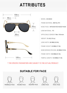 Lunettes de <span class=keywords><strong>soleil</strong></span> rétro tendance pour hommes, monture pilote surdimensionnée, branches métalliques décoratives, anti-reflets, style décontracté - Product Image 2