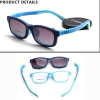 Lunettes de soleil pour enfants TR en silicone, flexibles, à clip magnétique 2-en-1, ovales, pour adolescents, garçons et filles, montures de lunettes OEM ODM, lunettes de soleil personnalisées