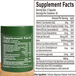 כמוסות ג'לטין קשות לקידום צמיחת שיער טבעית למבוגרים, תמצית תה ירוק, ניתן להשתמש כתוסף תזונה, לא לנשים בהריון - Product Image 5