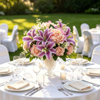 Ramo Mixto de Lirios y Rosas de Seda, Regalo Romántico, Diseño Floral, Arreglo en Jarrón, Centro de Mesa para Bodas, Decoración de Interiores para el Hogar