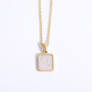 Collar de Acero Inoxidable con Baño de Oro PVD de 18k, Diseño de Cadena de Eslabones y Concha Hueca con Signo Zodiacal, Ideal para Bodas y Fiestas - ¡Venta Caliente! - Product Image 6