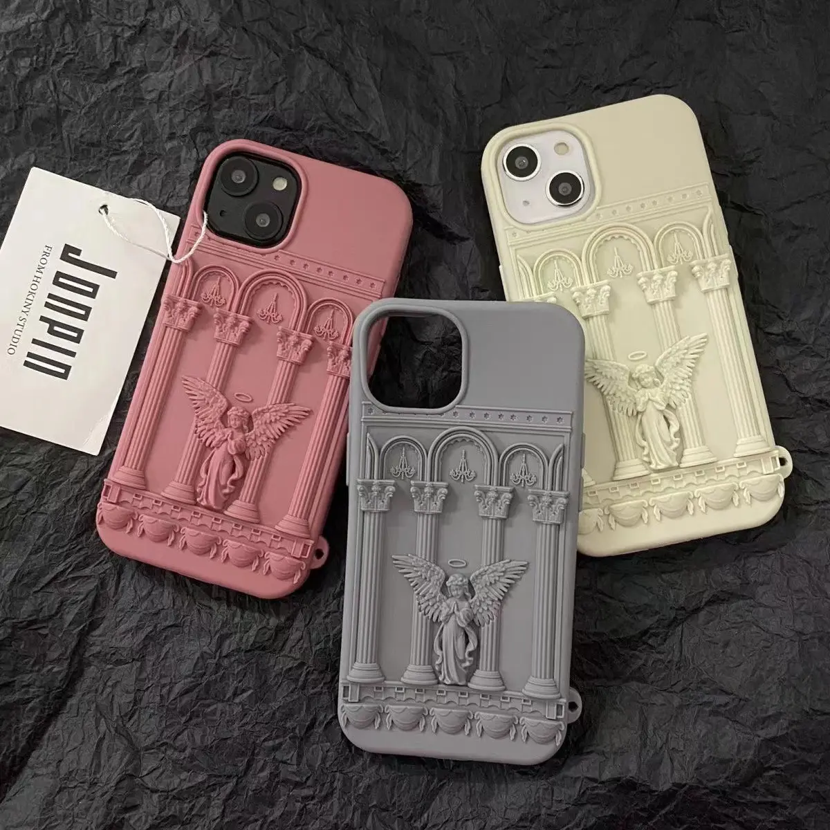 Funda de teléfono suave de silicona con escultura de Ángel estereoscópica para iPhone 11 12 13 14 15 Pro Max Cell Cover