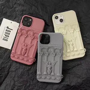 Coque de téléphone souple en Silicone Sculpture d'ange stéréoscopique pour iphone 11 12 13 14 15 Pro Max Cell Cover