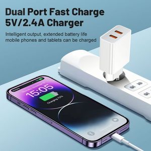 Universal 12W USB Dual Ports Wall Charger <b>Smart</b> 5V 2.4A Power Adapter Plug for Mobile Phones 6 7 8 X 11 and Laptops - Product Image 2