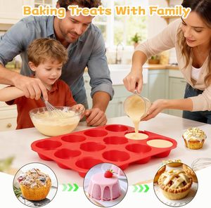 Molde de Silicona para Muffins y Cupcakes, 12 Cavidades, Antiadherente, Resistente al Calor, Tamaño Regular, Grado Alimenticio, Superventas - Product Image 3