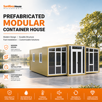 Maison conteneur modulaire préfabriquée extensible de 20 pieds et 40 pieds, maison préfabriquée moderne en kit avec mur en verre pleine hauteur du sol au plafond