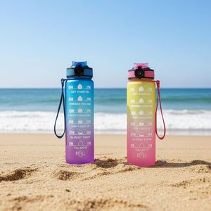 New Drinkware 16oz/32oz <b>Plastic</b> Gym Back to School Workout Sports Motivational Water Bottle for Teenagers - Product Image 1