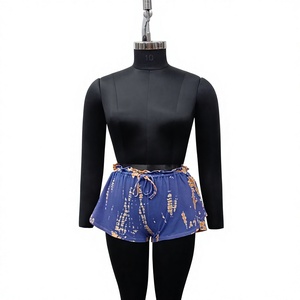 Women's Tie Dye Drawstring Shorts Mid Waist Loose Fit Casual Summer Knitted <b>Spandex</b> Cotton Breathable Pattern Print <b>Pants</b> - Product Image 1