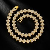 Collier chaîne cubaine géométrique triangulaire en alliage avec strass pour homme, bijoux de mode hip-hop assemblés