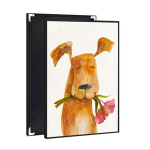 Stampa su Tela Lucida con Motivo Floreale e Cagnolini, Decorazione Verticale in Porcellana per Cameretta, <span class=keywords><strong>Poster</strong></span> per Stanza dei Bambini - Product Image 1