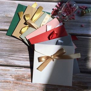 Wholesale Custom Printing Wedding Kraft Tie Shipping Packaging Paper Wedding Invitation Business Envelope With <b>Ribbon</b> - Product Image 5